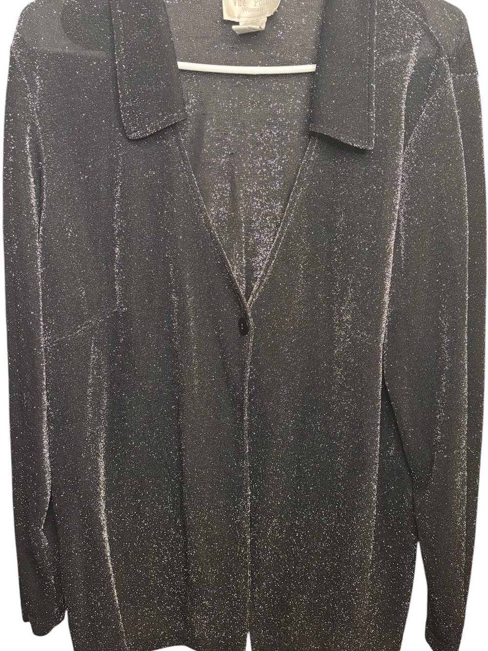 Vue Point vintage Women's Black Metallic Blouse Going Out Semi-sheer